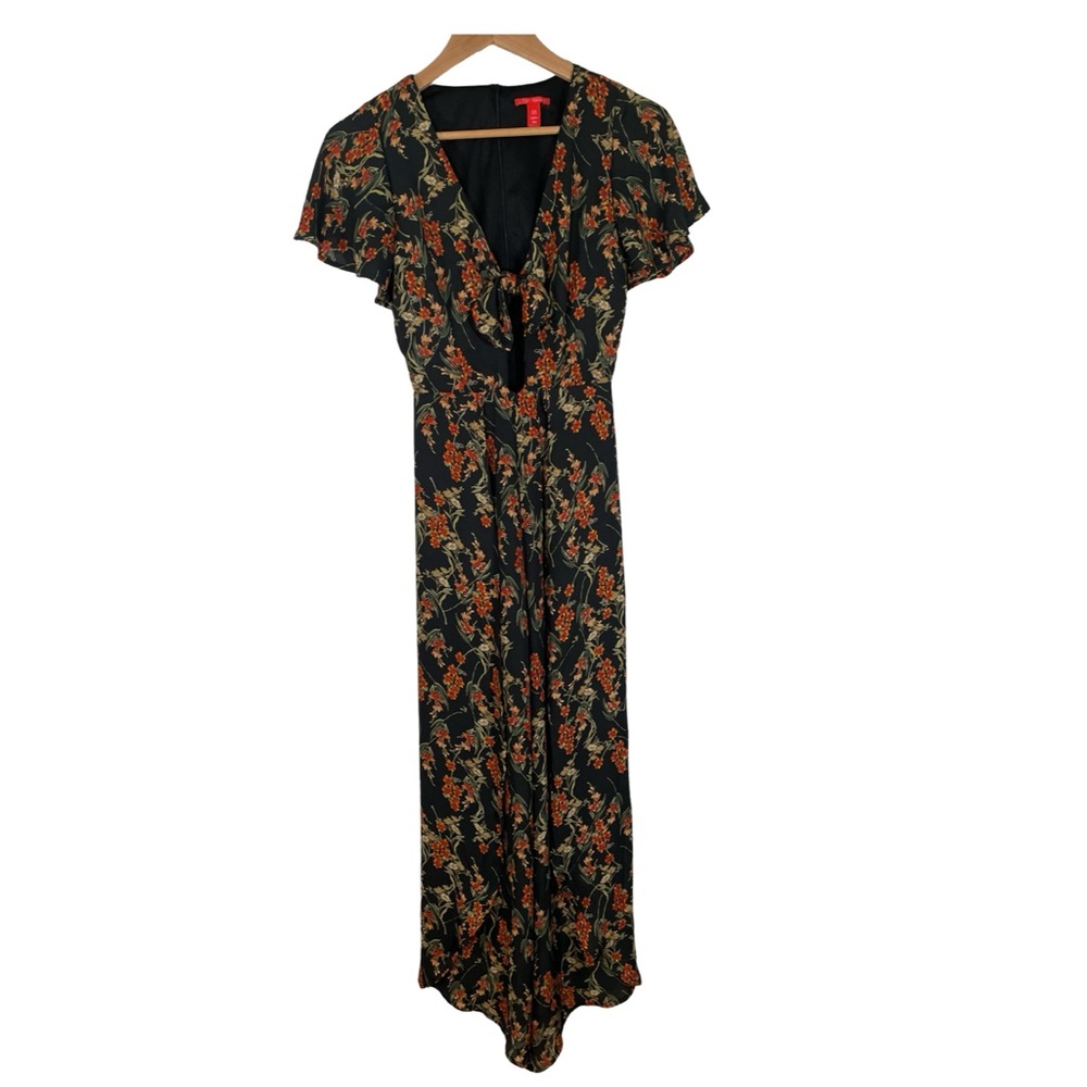 Chelsea and Violet Black Floral V Neck Jumpsuit XS 102